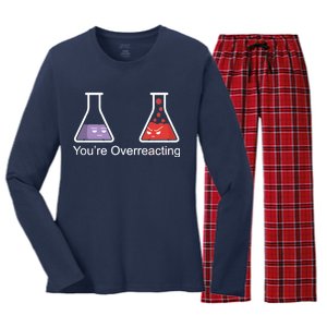 You're Overreacting Funny Chemist Women's Long Sleeve Flannel Pajama Set 