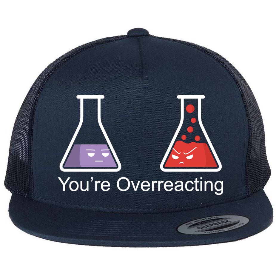 You're Overreacting Funny Chemist Flat Bill Trucker Hat