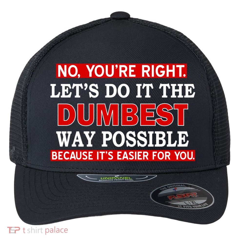 You're Right Let's Do The Dumbest Way Possible Humor Flexfit Unipanel Trucker Cap