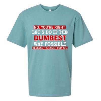 You're Right Let's Do The Dumbest Way Possible Humor Sueded Cloud Jersey T-Shirt