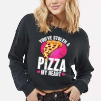 You've Stolen A Pizza My Heart Cropped Pullover Crew