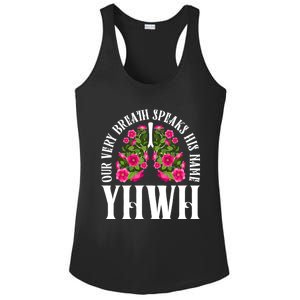 Yhwh Our Very Breath Speaks His Name Yahweh Hebrew Jewish Cute Gift Ladies PosiCharge Competitor Racerback Tank