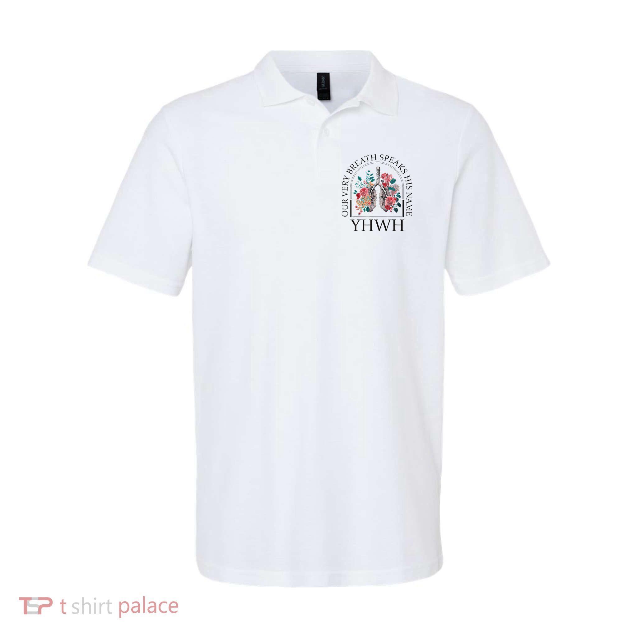 Yahweh Our Very Breath Speaks His Name Floral Lung Flowers Polo