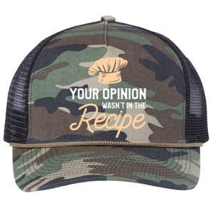 Your Opinion Wasn’t In The Recipe Gift For Cooking Chef Great Gift Retro Rope Trucker Hat Cap