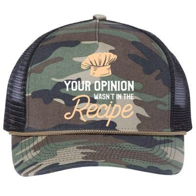 Your Opinion Wasn’t In The Recipe Gift For Cooking Chef Great Gift Retro Rope Trucker Hat Cap