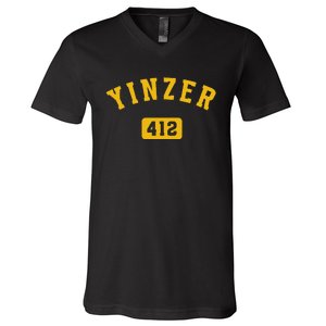 Yinzer Pittsburgh 412 Yinz Pennsylvania Gift V-Neck T-Shirt