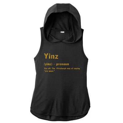 Yinz Pittsburgh 412 Steel City Yinzers Pittsburghese Ladies PosiCharge Tri-Blend Wicking Draft Hoodie Tank