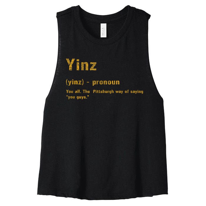 Yinz Pittsburgh 412 Steel City Yinzers Pittsburghese Women's Racerback Cropped Tank