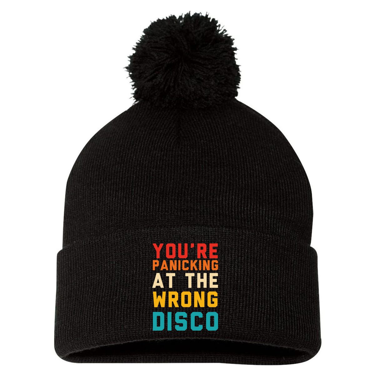 YouRe Panicking At The Wrong Disco Retro Pom Pom 12in Knit Beanie