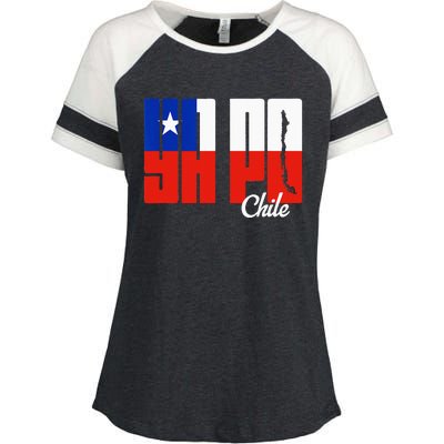 Ya Po Chile Flag And Map Word Fill Enza Ladies Jersey Colorblock Tee