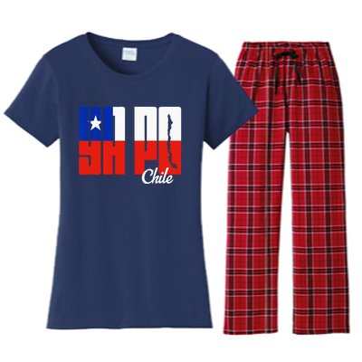 Ya Po Chile Flag And Map Word Fill Women's Flannel Pajama Set