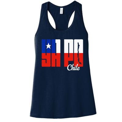 Ya Po Chile Flag And Map Word Fill Women's Racerback Tank