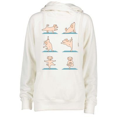 Yoga Poses Dog Yoga Lover Meditating Workout Spiritual Cool Gift Womens Funnel Neck Pullover Hood