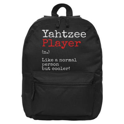 Yahtzee Player Definition Dice Game Game Night 16 in Basic Backpack