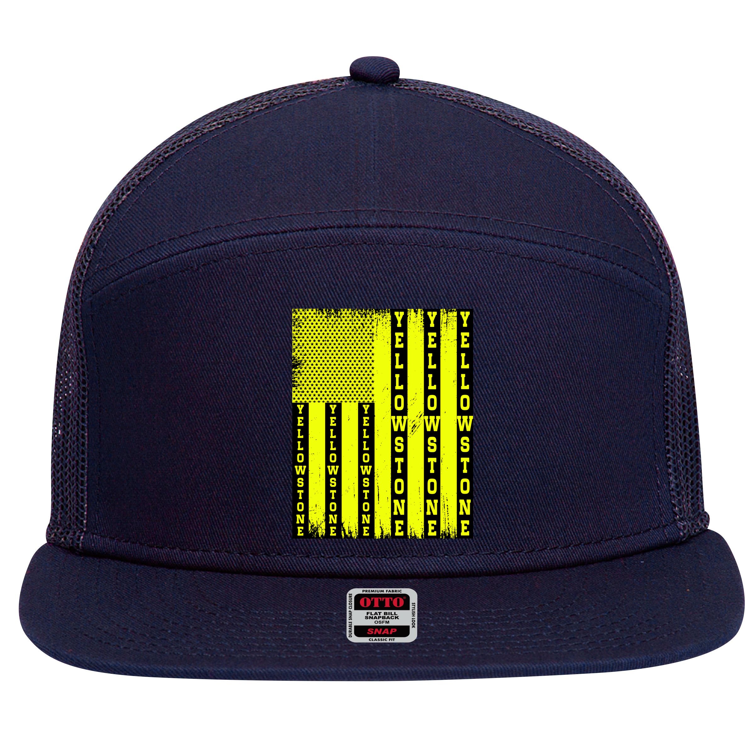Yellowstone National Park Flag 7 Panel Mesh Trucker Snapback Hat
