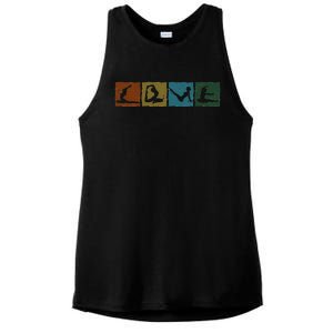 Yoga Poses For Men Women Yoga Lover Retro Meditation Ladies PosiCharge Tri-Blend Wicking Tank