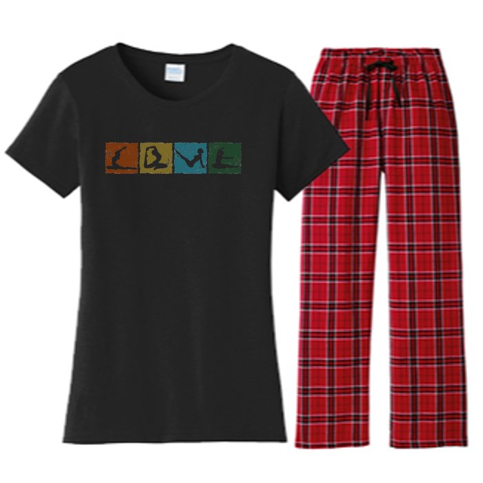 Yoga Poses For Men Women Yoga Lover Retro Meditation Women's Flannel Pajama Set