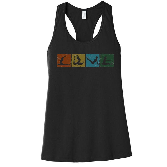 Yoga Poses For Men Women Yoga Lover Retro Meditation Women's Racerback Tank