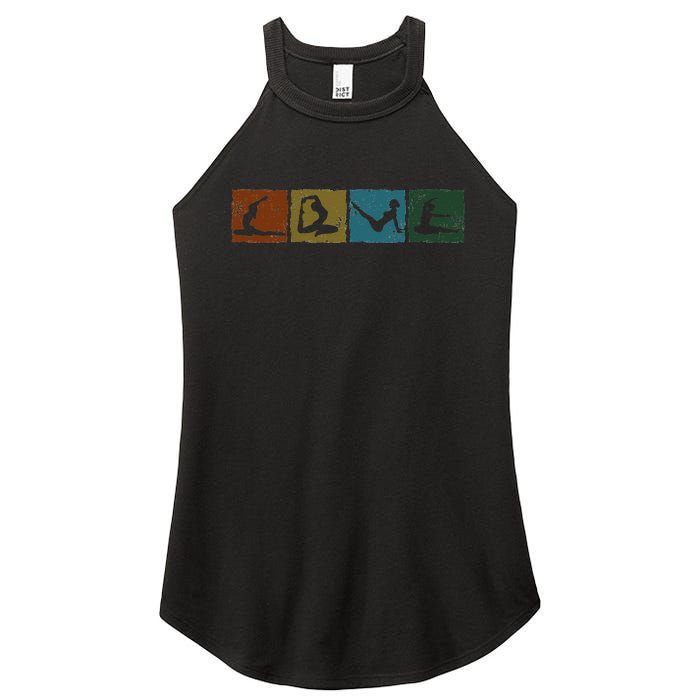 Yoga Poses For Men Women Yoga Lover Retro Meditation Women's Perfect Tri Rocker Tank