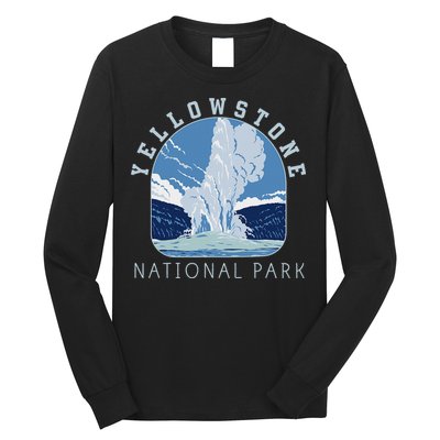 Yellowstone Park Gifts National Park Retro Vintage Old Faithful Gifts  Long Sleeve Shirt