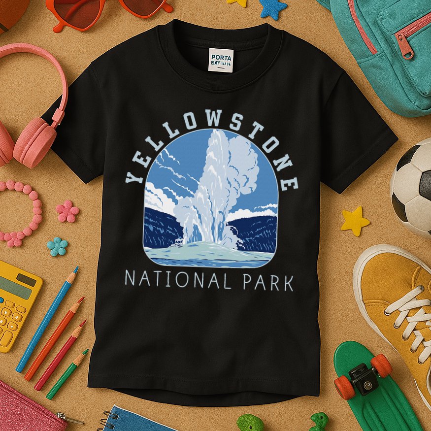 Yellowstone Park Gifts National Park Retro Vintage Old Faithful Gifts  Kids T-Shirt
