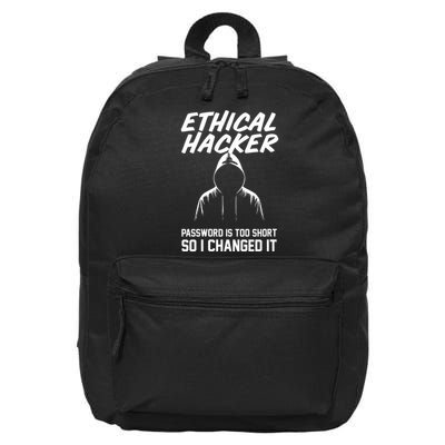 Your Password Is Too Short Ethical Hacker Funny Online 16 in Basic Backpack