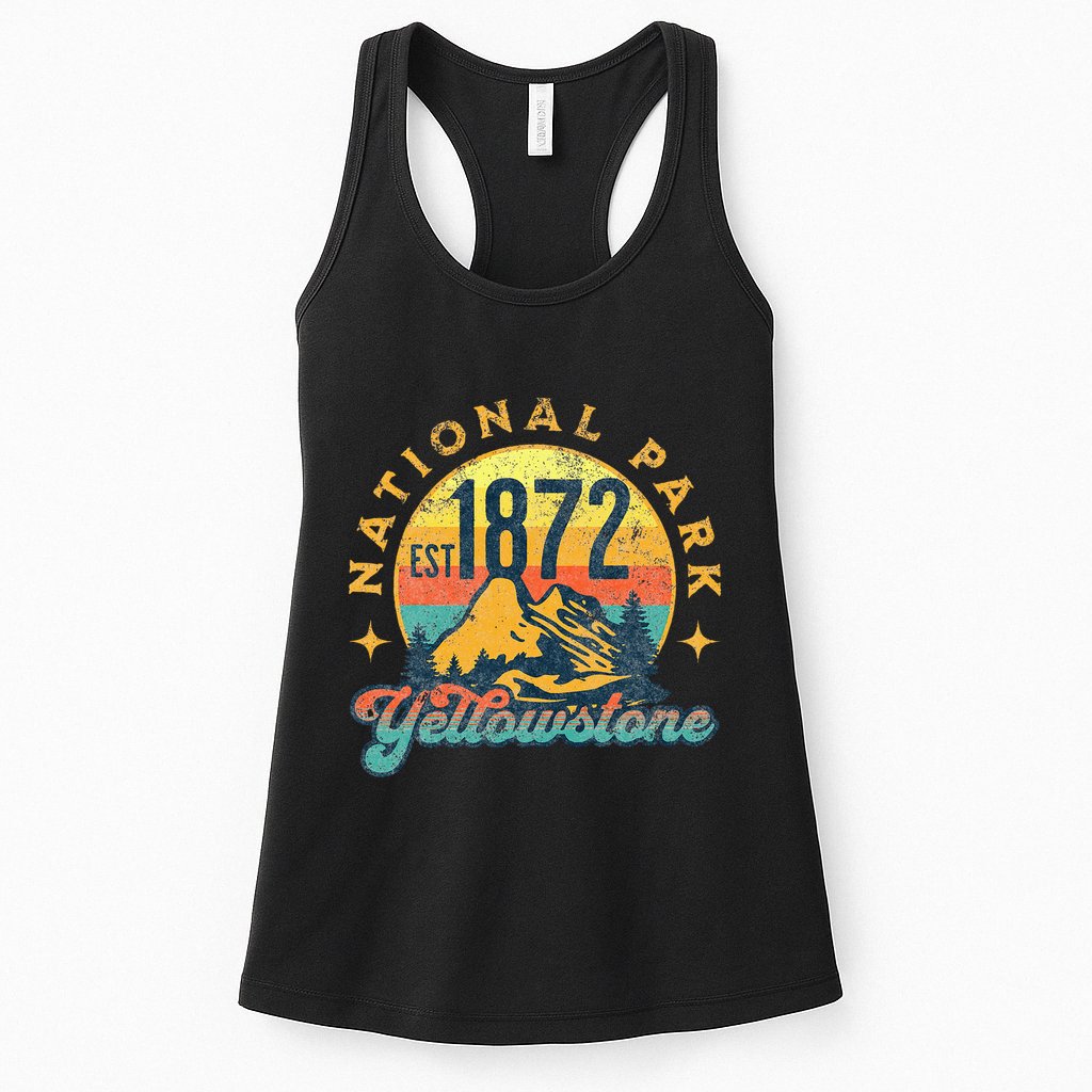 Yellowstone Park Nature Mountains Hiking Outdoors Vintage Womens Tank Top