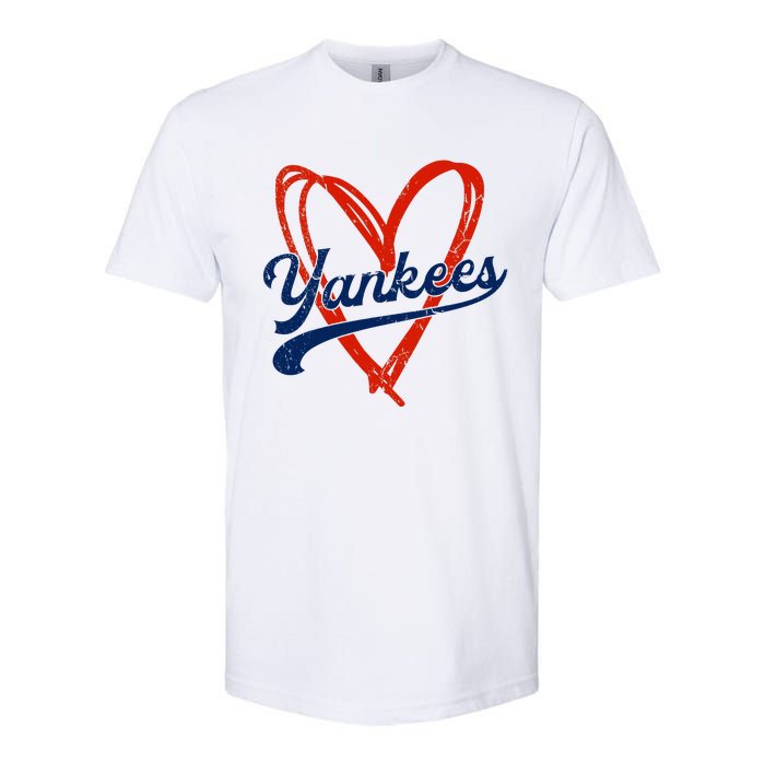 Yankee Personalized Name Retro Vintage Heart Softstyle CVC T-Shirt