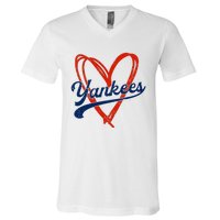 Yankee Personalized Name Retro Vintage Heart V-Neck T-Shirt