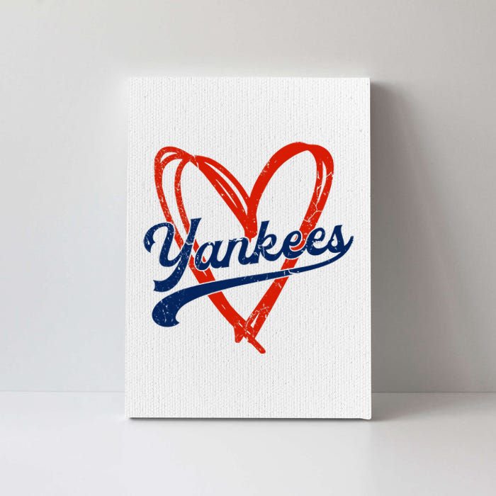 Yankee Personalized Name Retro Vintage Heart Canvas