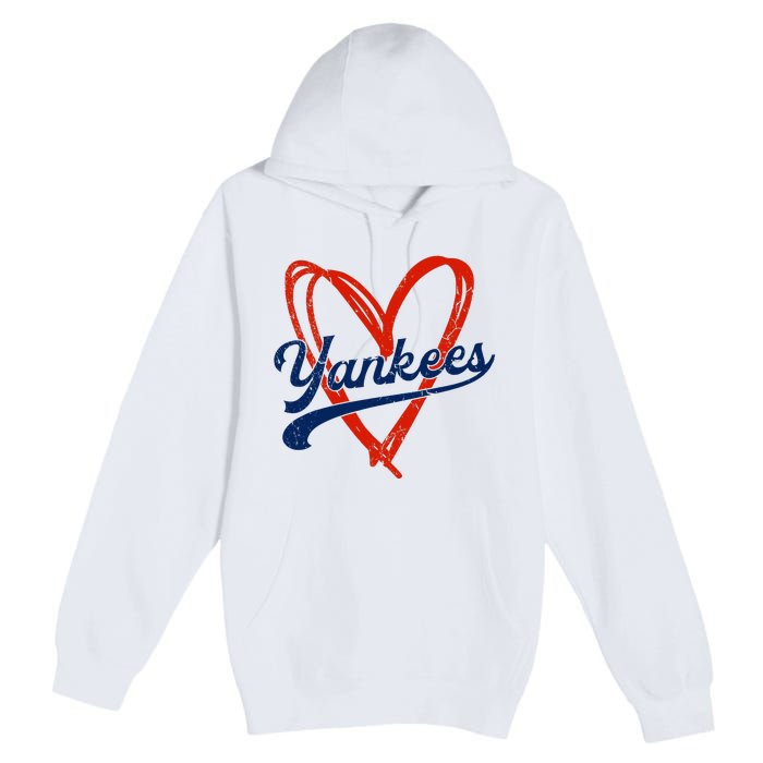 Yankee Personalized Name Retro Vintage Heart Premium Pullover Hoodie