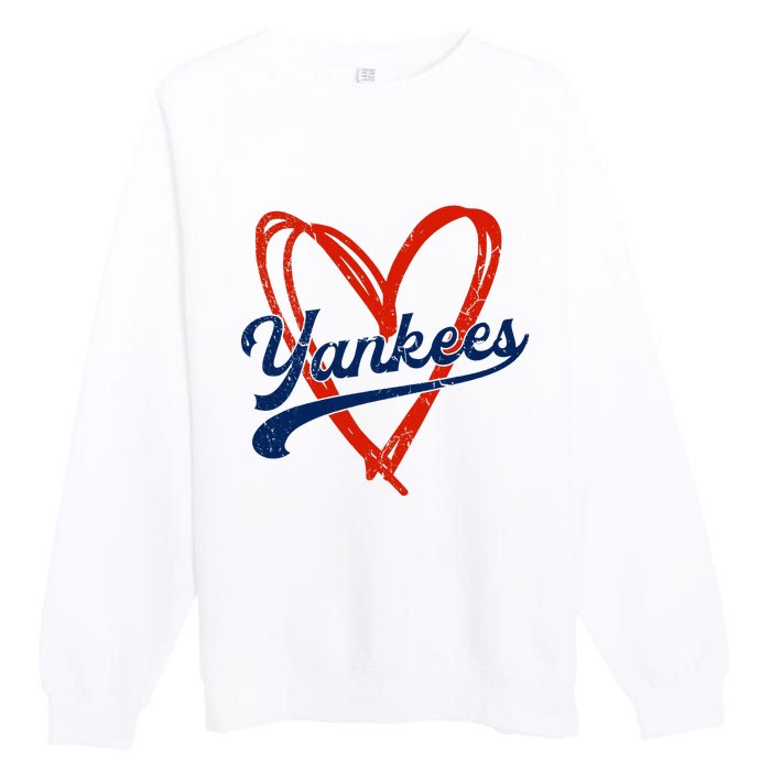 Yankee Personalized Name Retro Vintage Heart Premium Crewneck Sweatshirt