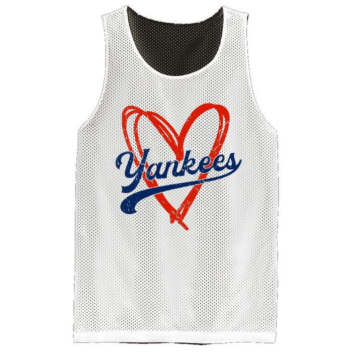 Yankee Personalized Name Retro Vintage Heart Mesh Reversible Basketball Jersey Tank