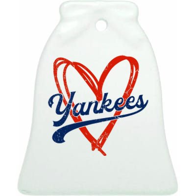 Yankee Personalized Name Retro Vintage Heart Ceramic Bell Ornament