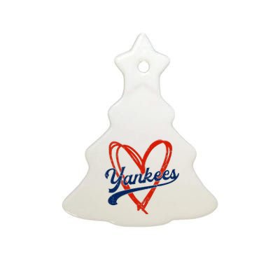 Yankee Personalized Name Retro Vintage Heart Ceramic Tree Ornament