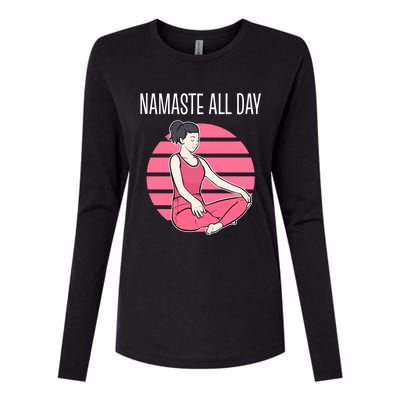 Yoga Pose Namaste All Day Gift Womens Cotton Relaxed Long Sleeve T-Shirt