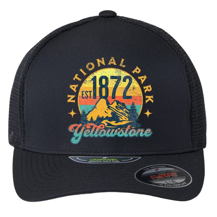 Yellowstone Park Nature Mountains Hiking Outdoors Vintage Flexfit Unipanel Trucker Cap