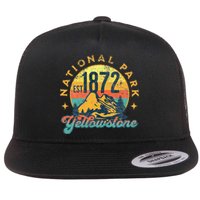 Yellowstone Park Nature Mountains Hiking Outdoors Vintage Flat Bill Trucker Hat