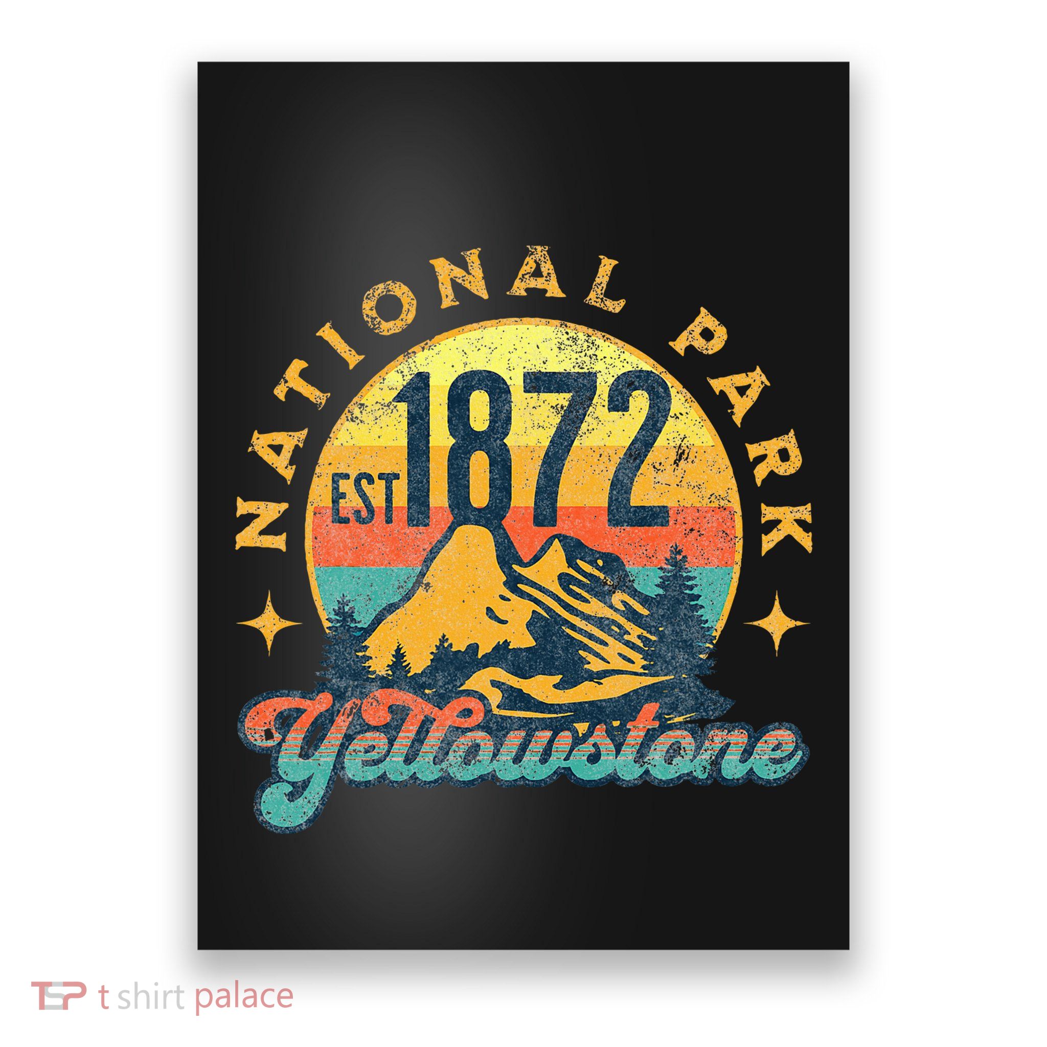 Yellowstone Park Nature Mountains Hiking Outdoors Vintage Poster