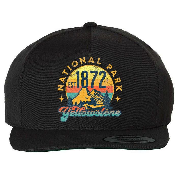 Yellowstone Park Nature Mountains Hiking Outdoors Vintage Wool Snapback Cap