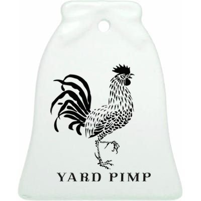 Yard Pimp Rooster King of the Barnyard Ceramic Bell Ornament