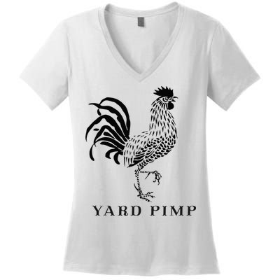Yard Pimp Rooster King of the Barnyard Women's V-Neck T-Shirt