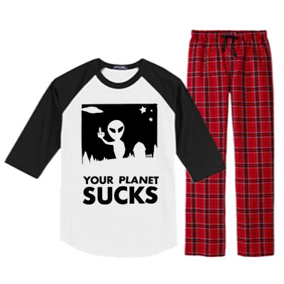 Your Planet Sucks Alien Ufo Raglan Sleeve Pajama Set