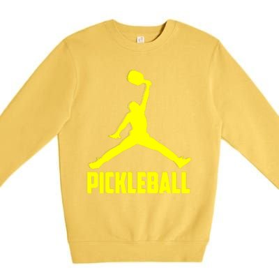 Yellow Pickleball Sports Logo Premium Crewneck Sweatshirt