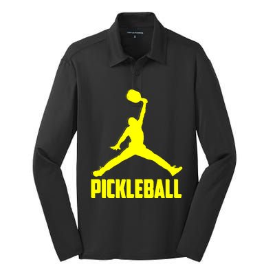 Yellow Pickleball Sports Logo Silk Touch Performance Long Sleeve Polo