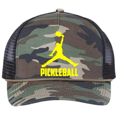 Yellow Pickleball Sports Logo Retro Rope Trucker Hat Cap