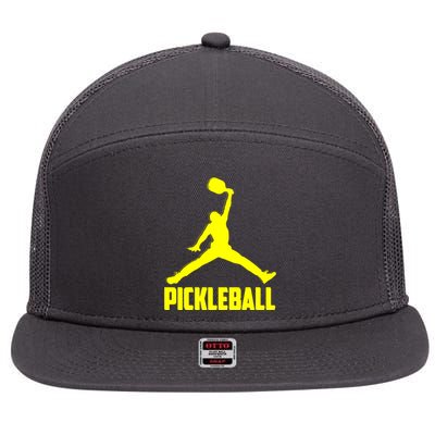 Yellow Pickleball Sports Logo 7 Panel Mesh Trucker Snapback Hat