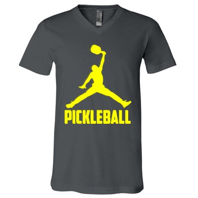 Yellow Pickleball Sports Logo V-Neck T-Shirt