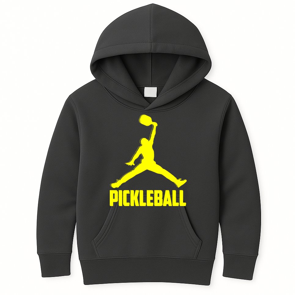 Yellow Pickleball Sports Logo Kids Hoodie