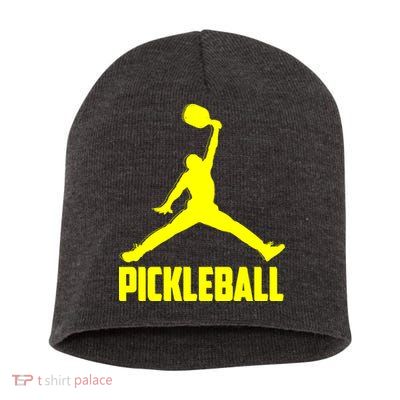 Yellow Pickleball Sports Logo Short Acrylic Beanie
